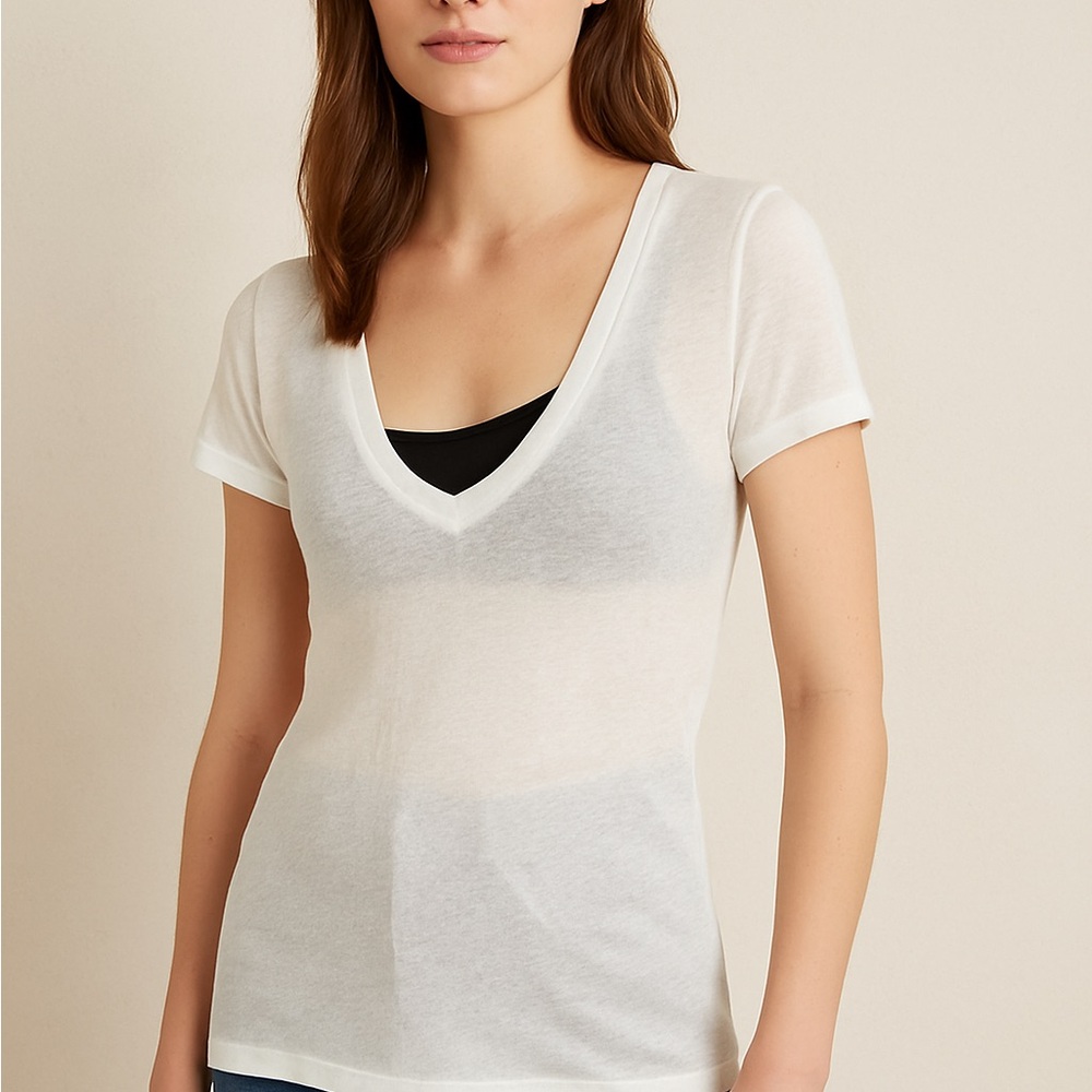 Michael Stars for Anthropologie Semi-Sheer V-Neck Tee XS/S NWOT